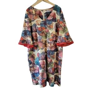 Capriana Couture Colorful Print Plus Sz Dress Sz 4X Bell Sleeve Jersey Knit